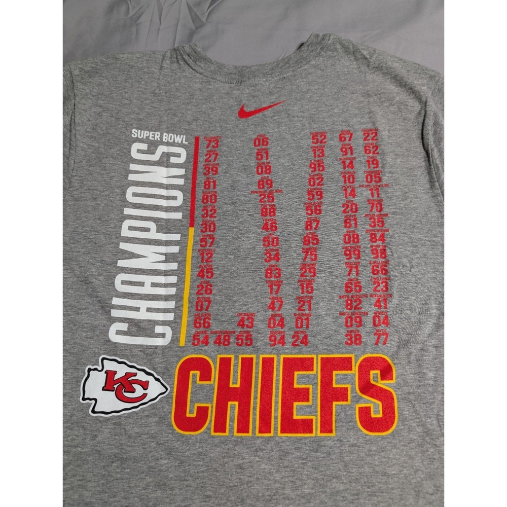 Nike Kansas City Chiefs Super Bowl LVIII Champions T Shirt Gray Mens Large NWT - Picture 5 of 6